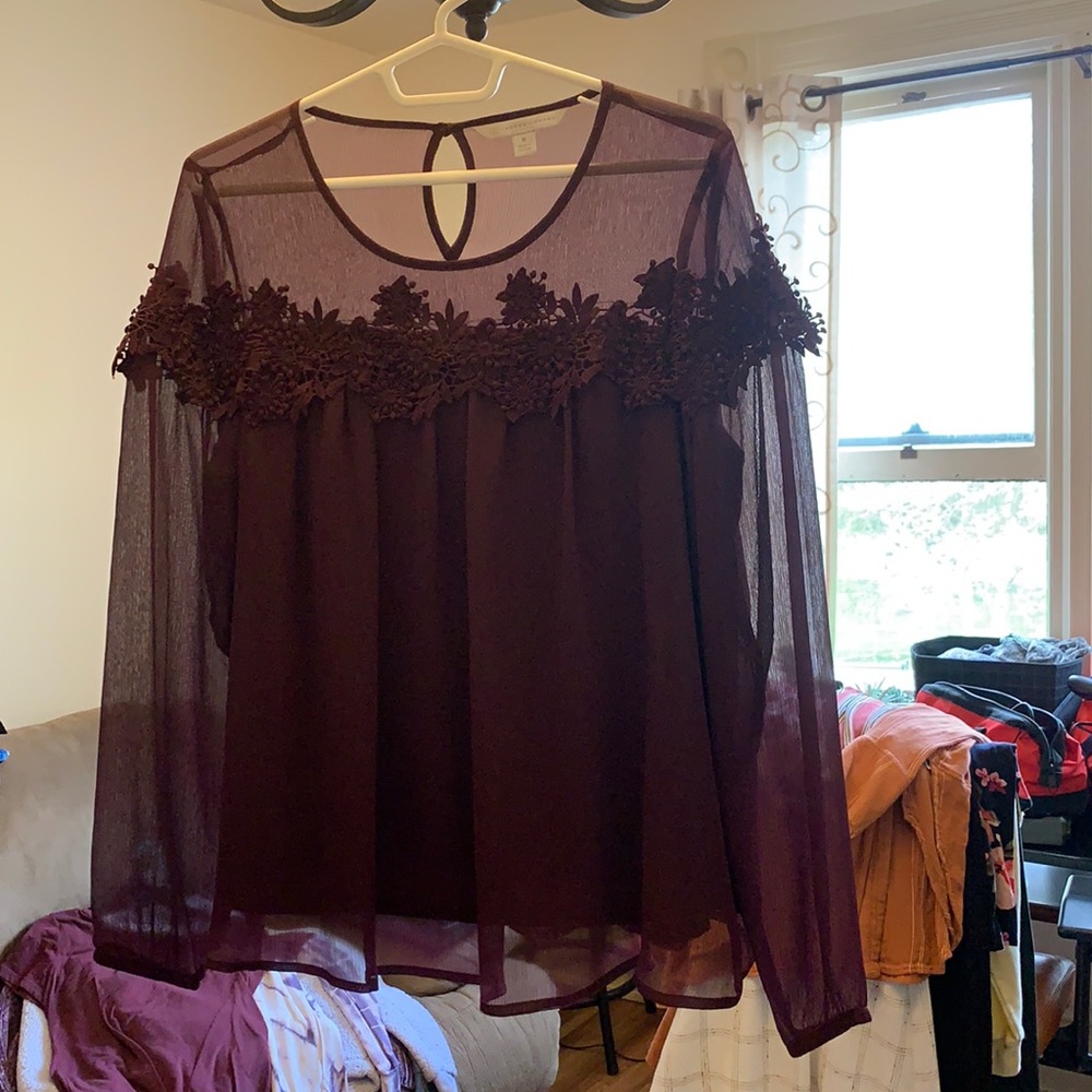 Maroon floral top